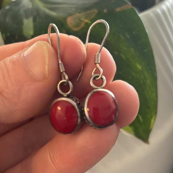 Silpada Sterling Silver Red Cabochon Filigree Pendant & Earrings Set 925 - Picture 6 of 6